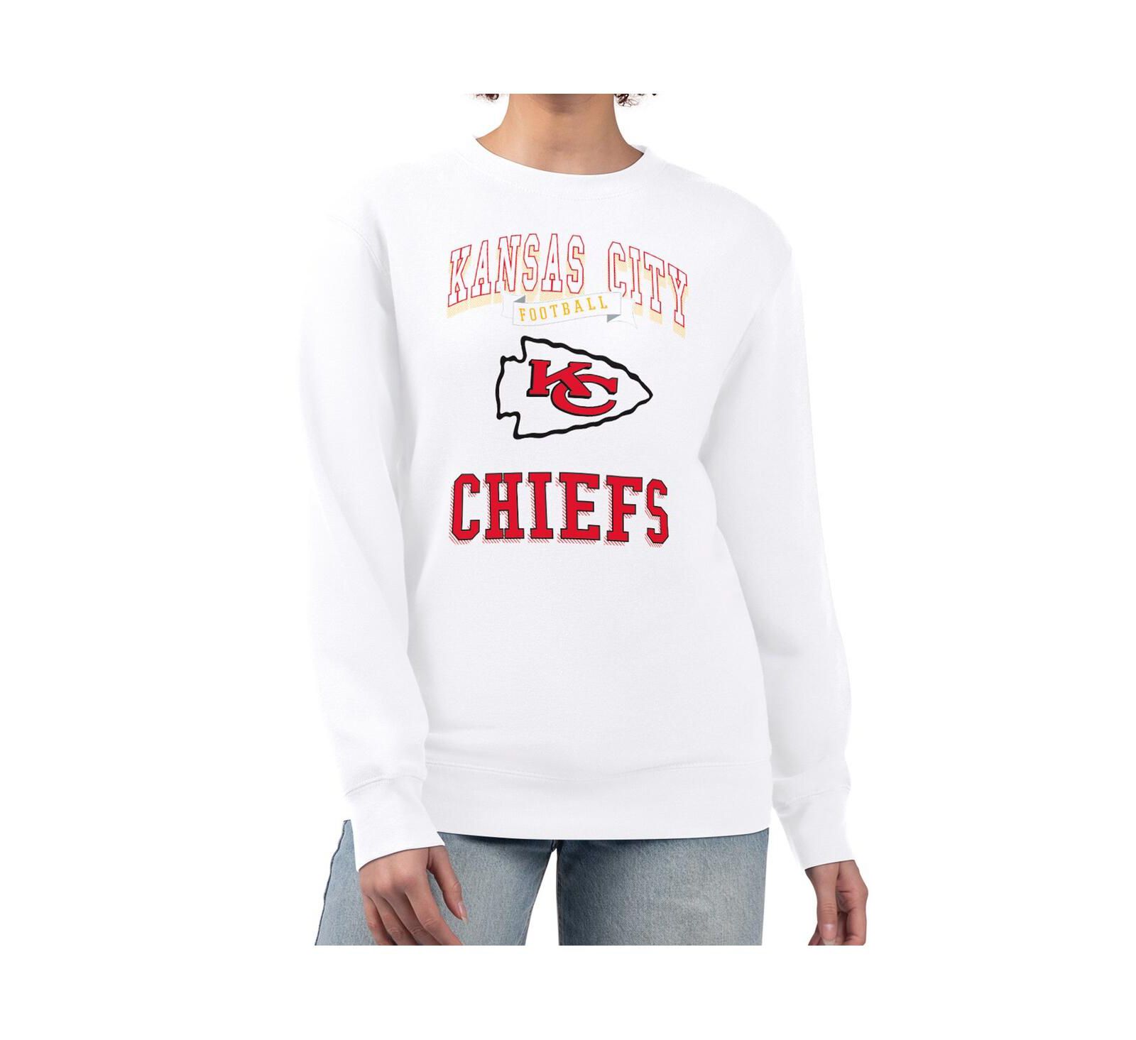 Женская толстовка G-III 4Her by Carl Banks White Kansas City Chiefs Team Logo Graphic Tri-Blend Pullover Sweatshirt