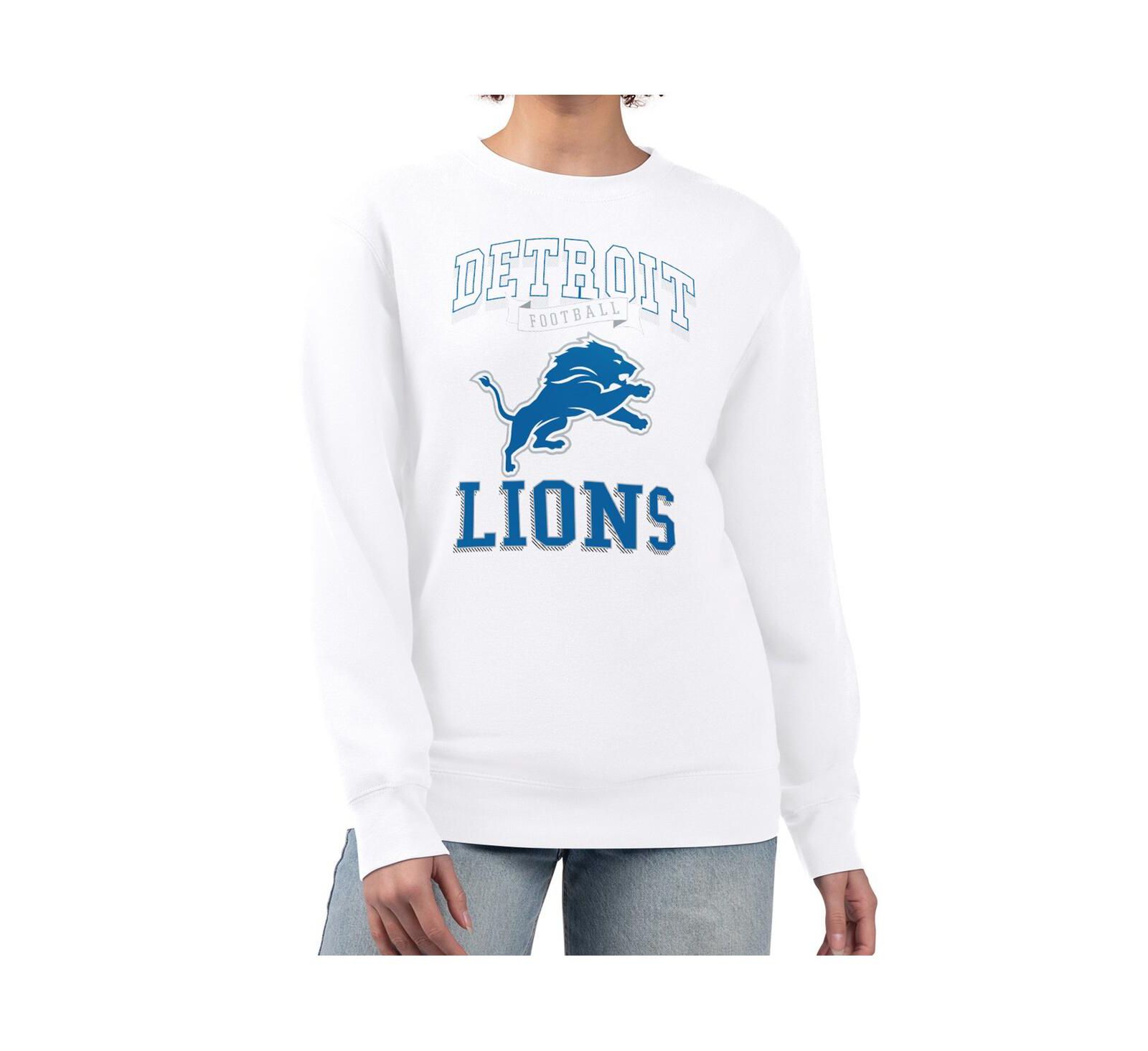 Женское худи G-III 4Her by Carl Banks White Detroit Lions Team Logo Graphic Tri-Blend Pullover