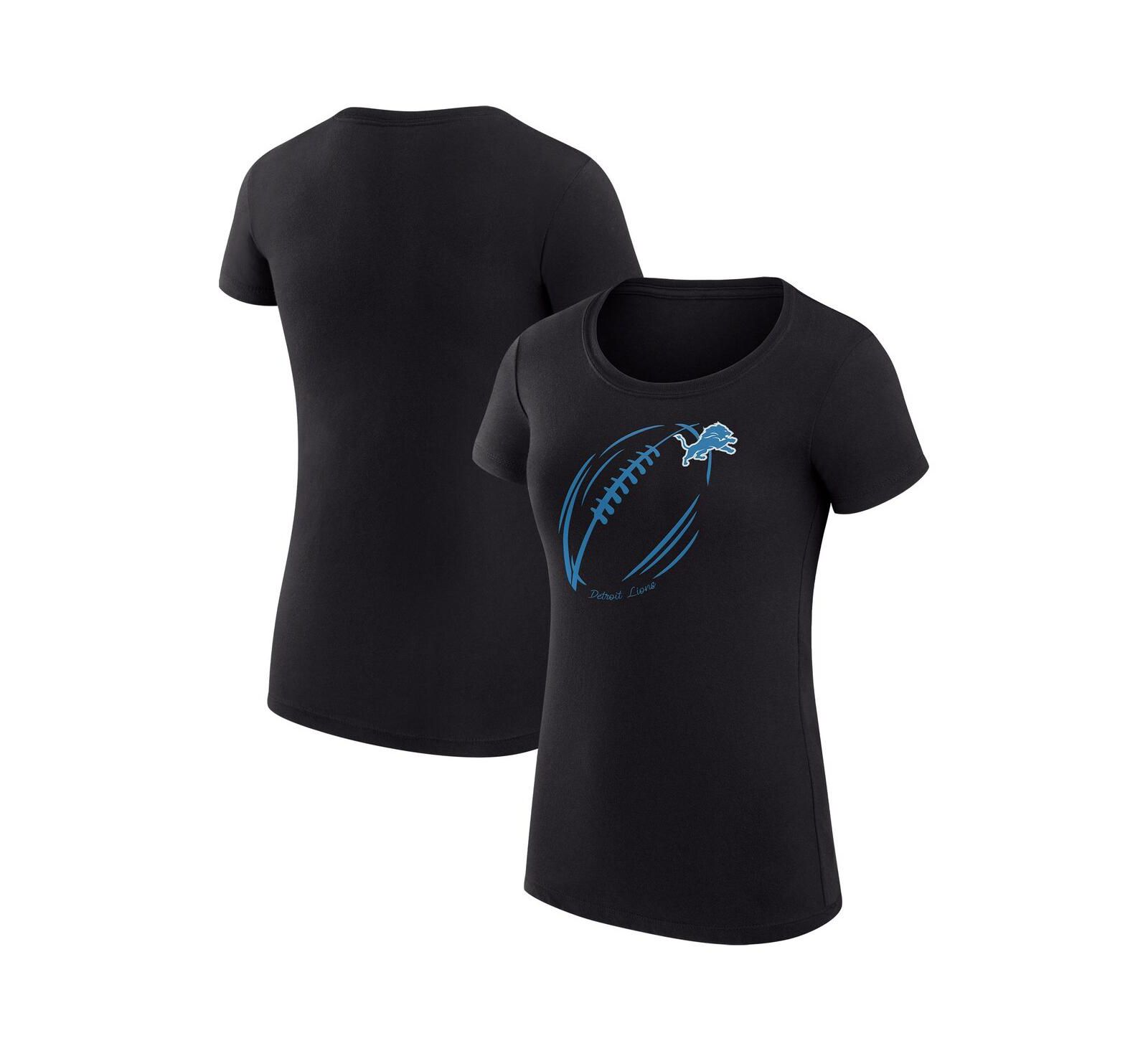 Женская футболка G-III 4Her by Carl Banks Black Detroit Lions Super-Slim Fit Lightweight Subtle Football