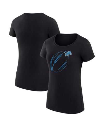 G-III 4Her by Carl Banks Women's Black Detroit Lions Super-Slim Fit Lightweight Subtle Football T-Shirt