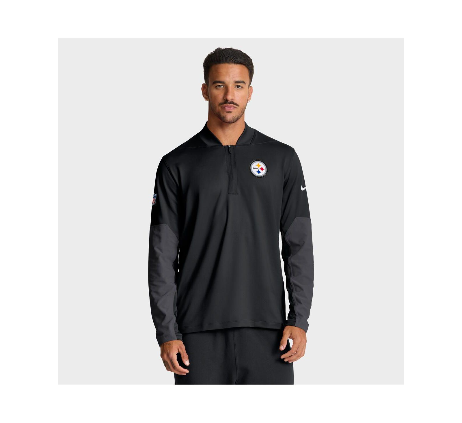 Nike Men's Black Pittsburgh Steelers Sideline Dri-FIT Half-Zip Pullover Hoodie