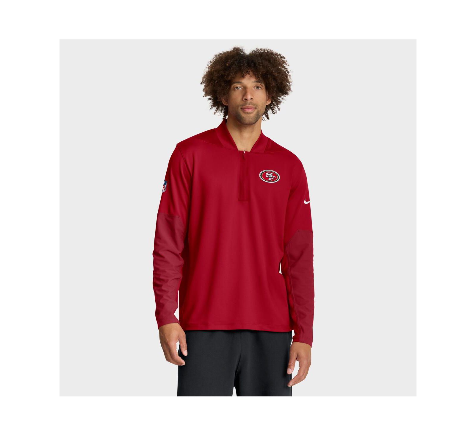 Мужское худи Nike Scarlet San Francisco 49ers Sideline Dri-FIT Half-Zip Pullover Hoodie