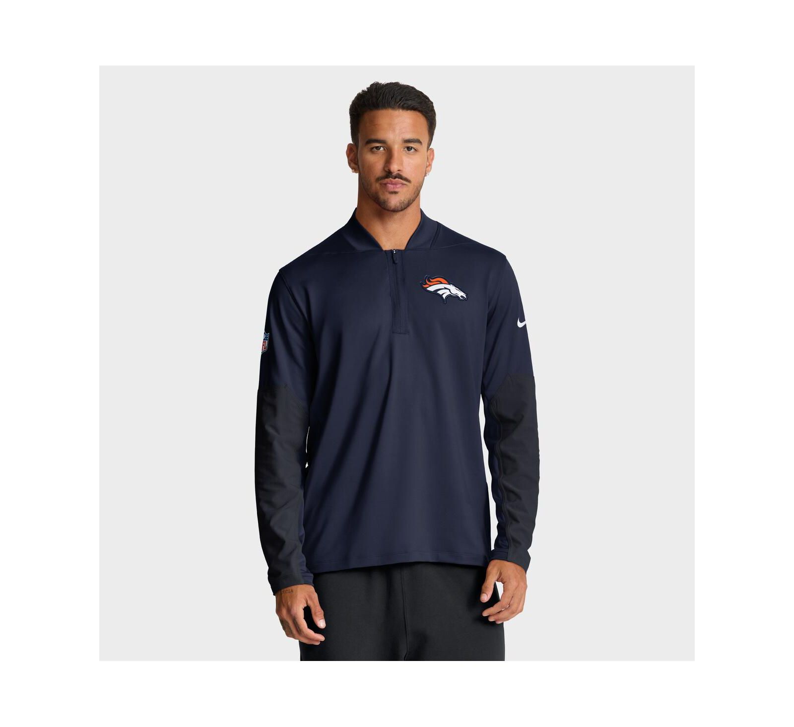 Nike Мужской худи Nike Men's Navy Denver Broncos Sideline Dri-FIT Half-Zip Pullover