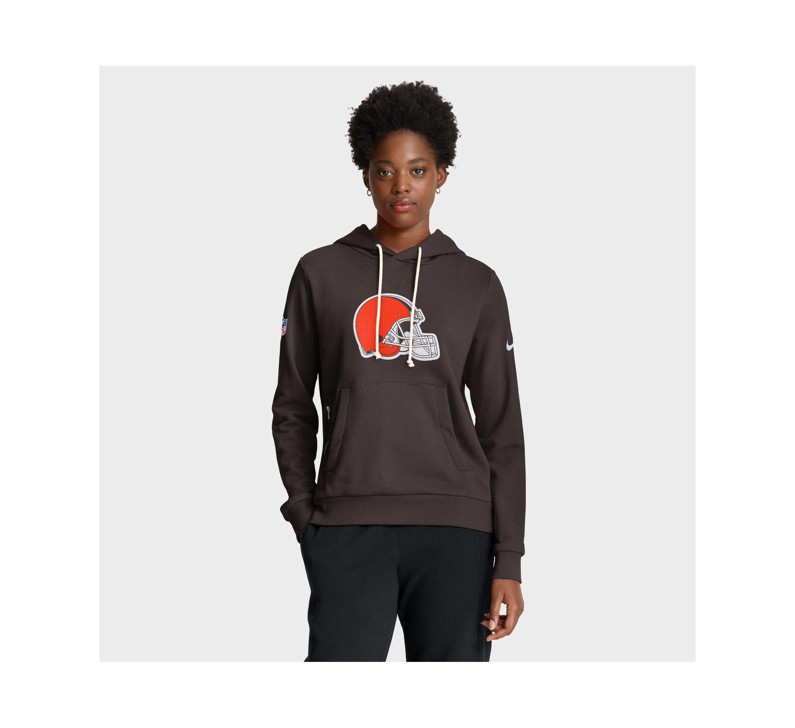 Nike Женский Brown Cleveland Browns Sideline Standard Issue Initial Home Dri-FIT Hoodie