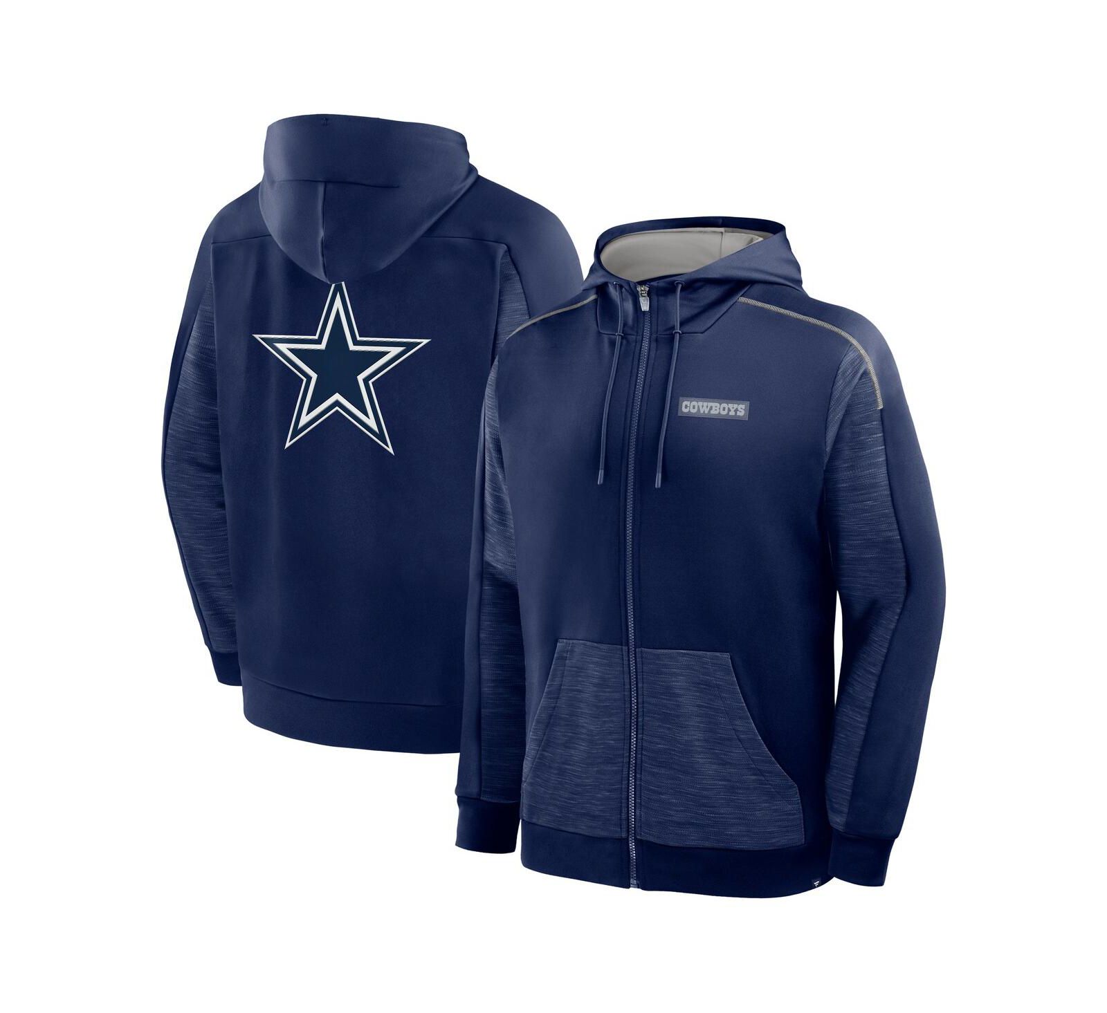 Fanatics Men's Navy Dallas Cowboys Checkdown Pass Full-Zip Hoodie