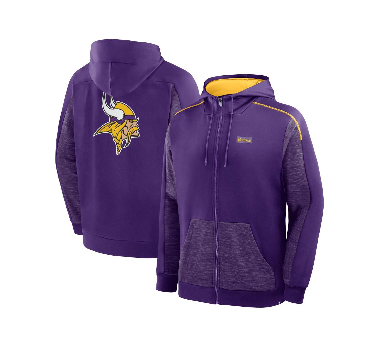 Мужское худи на молнии Fanatics Minnesota Vikings Checkdown Pass, фиолетовое
