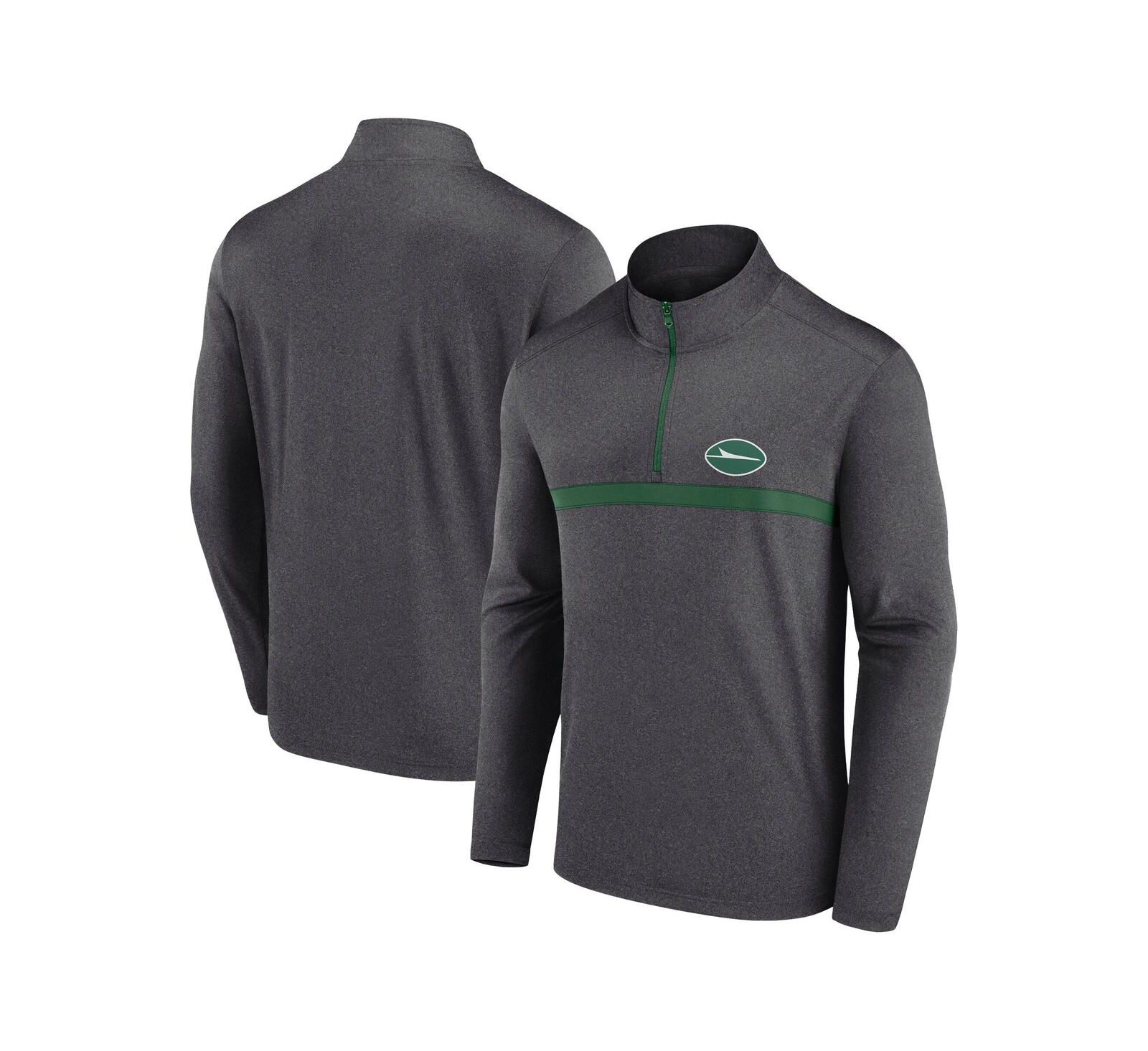 Мужской джемпер Fanatics Heather Charcoal New York Jets Head-to-Head Quarter-Zip Pullover