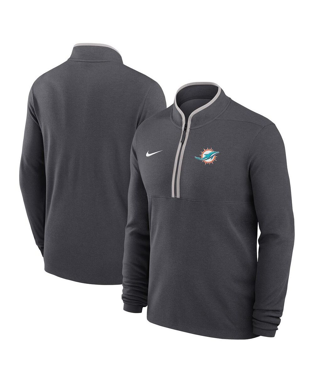 Nike Men's Anthracite Miami Dolphins Lightweight Victory Dri-FIT Half-Zip Pullover Hoodie