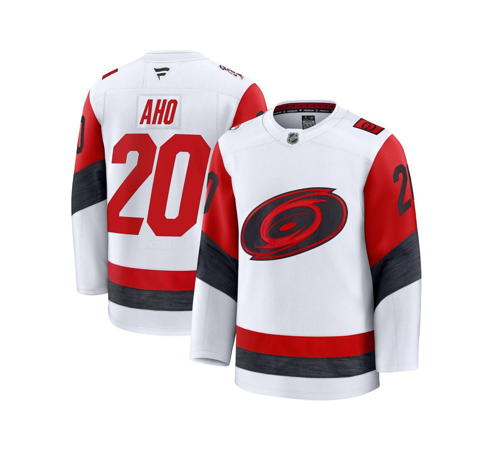 Fanatics Men's Sebastian Aho White Carolina Hurricanes Away Premium Jersey