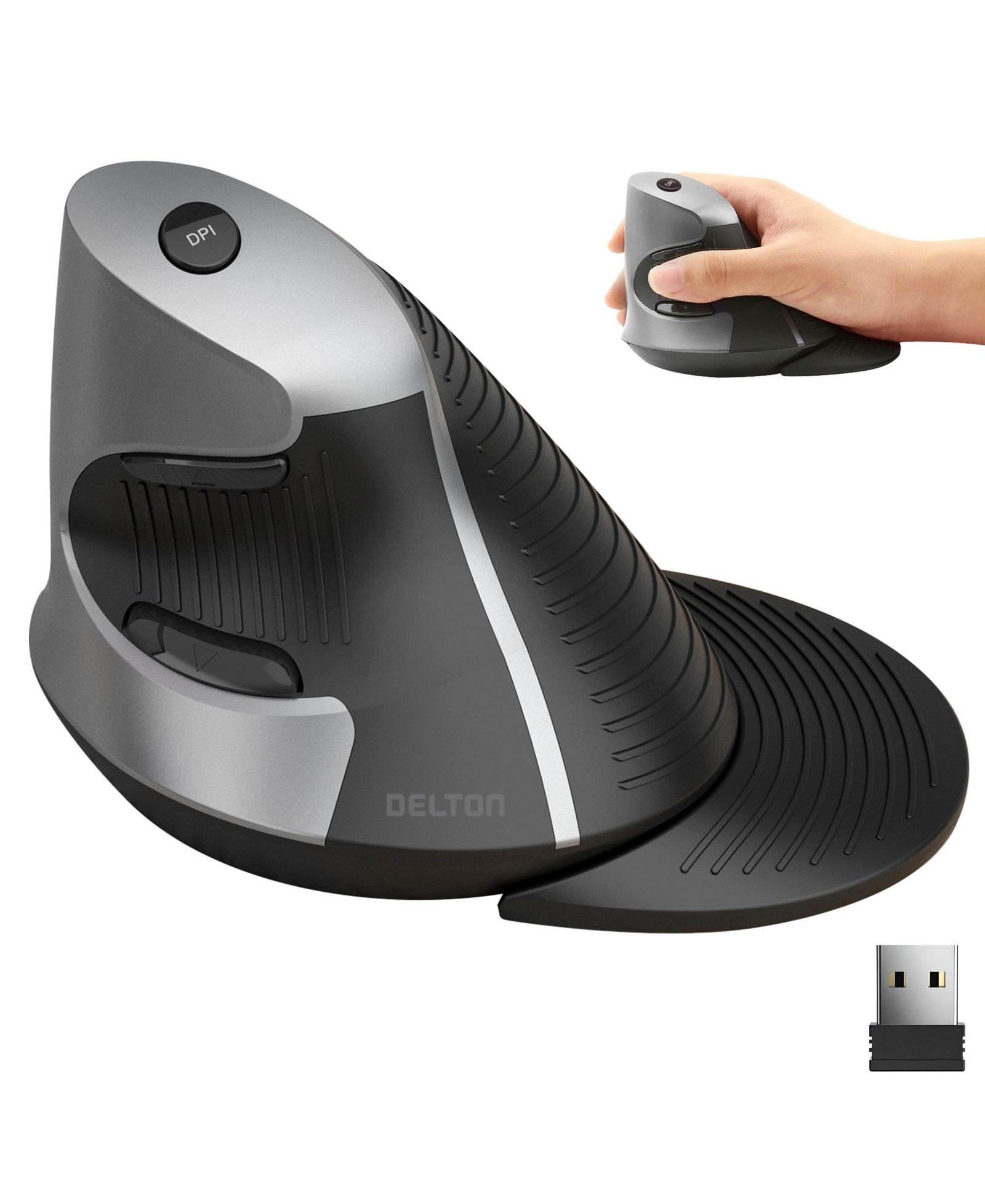 Delton S22 Ergonomic Vertical Wireless Mouse [Compatible] with Windows, macOS, and iOS