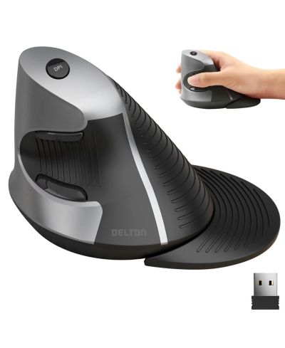 Эргономичная беспроводная вертикальная мышь Delton S22 с USB-адаптером, 6 кнопок (DMERGS22-WB)