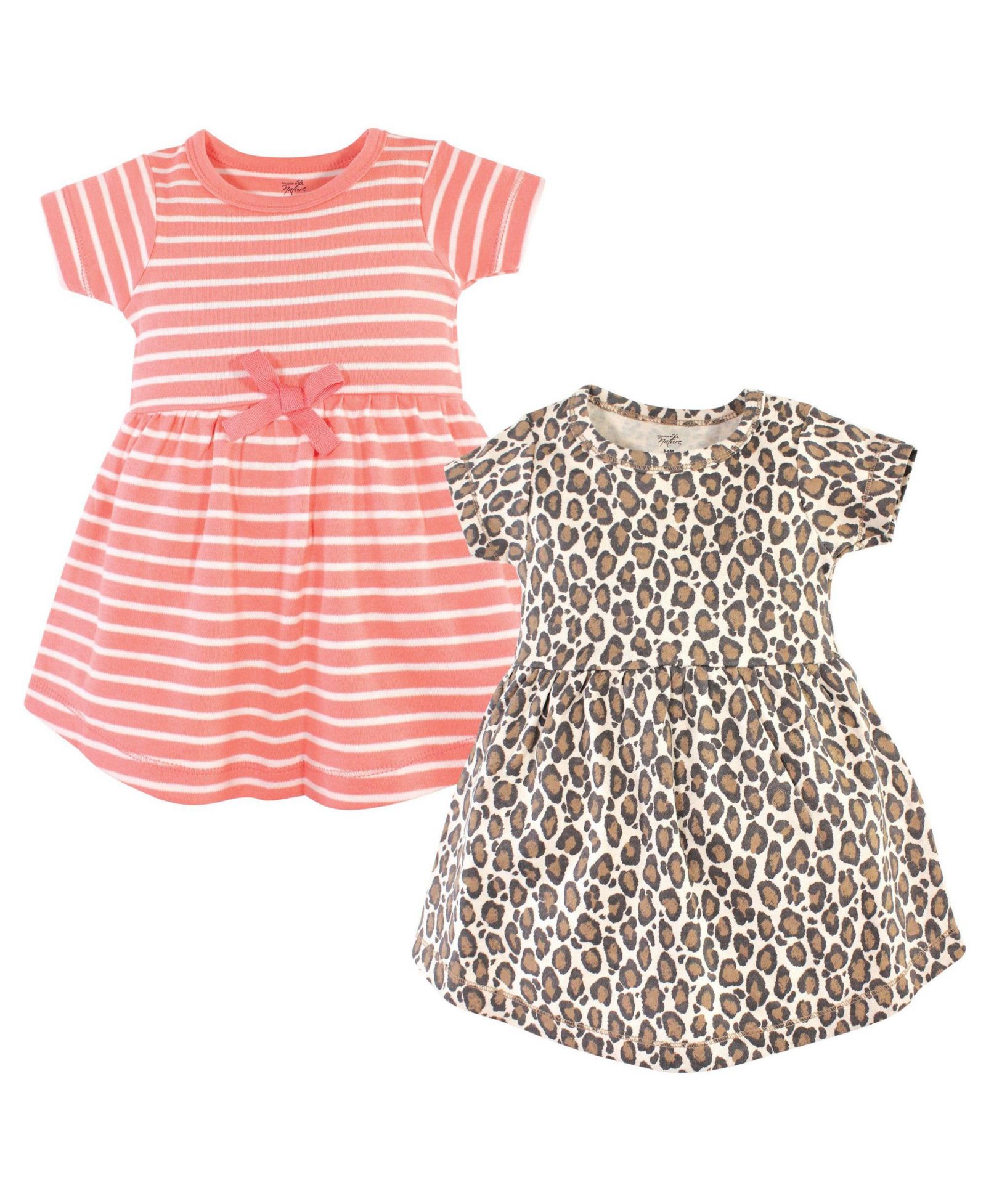 Touched by Nature Baby Girls Natural Cotton Dresses Featuring Both Short and Long Sleeves