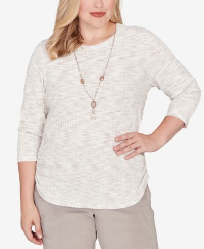 Женский трикотажный топ Alfred Dunner Calm Luxe Space Dye с ожерельем