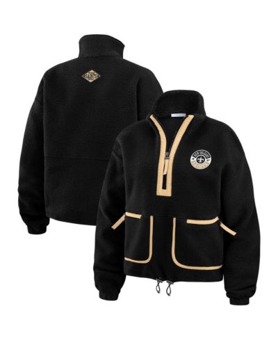 Женская куртка WEAR by Erin Andrews Black New Orleans Saints Polar Fleece Half-Zip