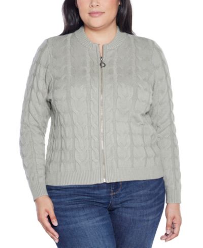 Женский свитер Belldini Plus Size Black Label с кабельной вязкой и молнией