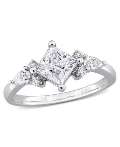 Macy's Moissanite (1-3/8 ct. t.w.) Princess Ring in Sterling Silver
