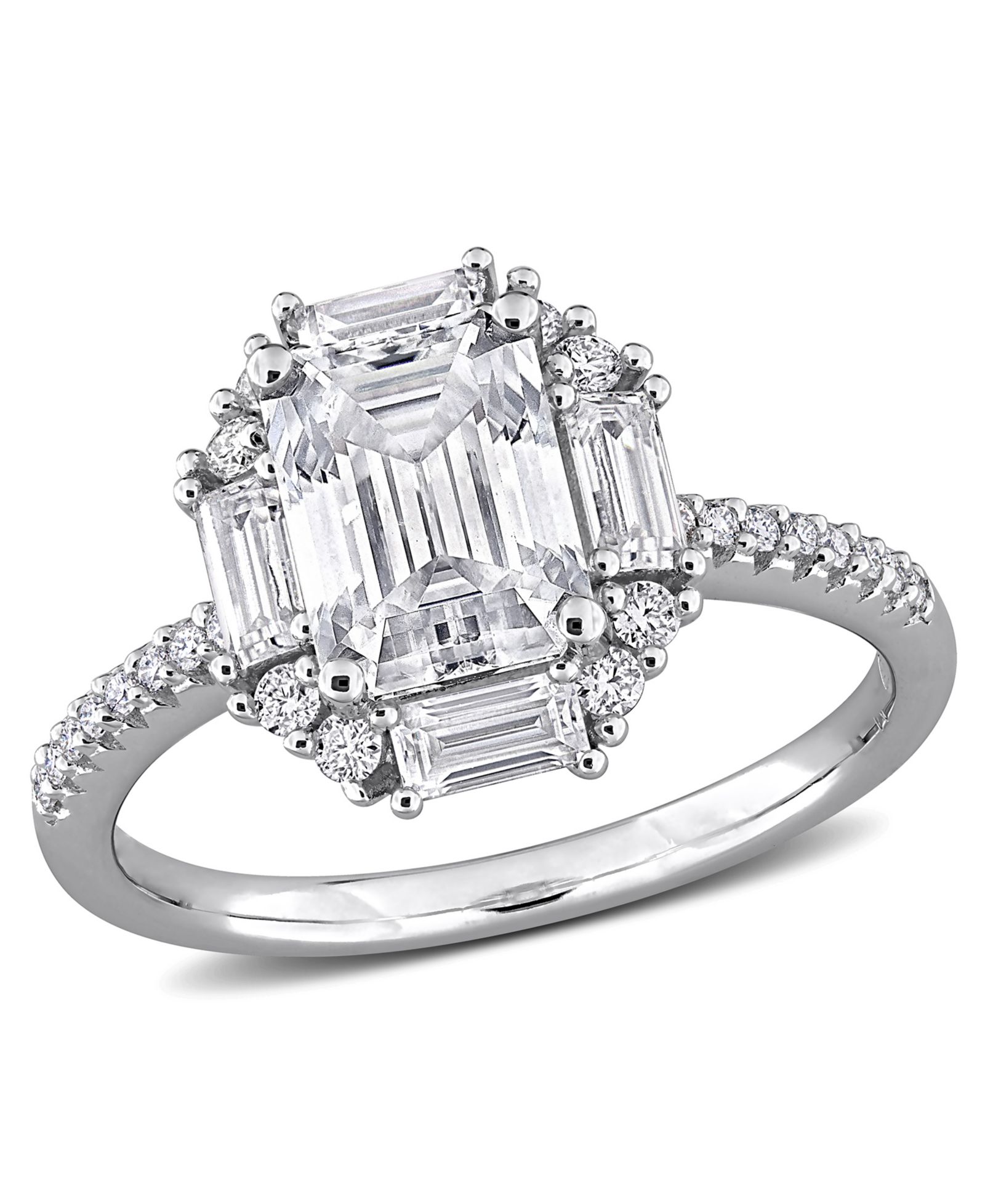 Macy's Moissanite (2-5/8 ct. t.w.) Multi-Cluster Ring in Sterling Silver