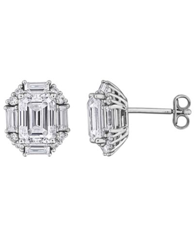 Macy's Серьги-гвоздики с муассанитом (5 ct. t.w.) из стерлингового серебра