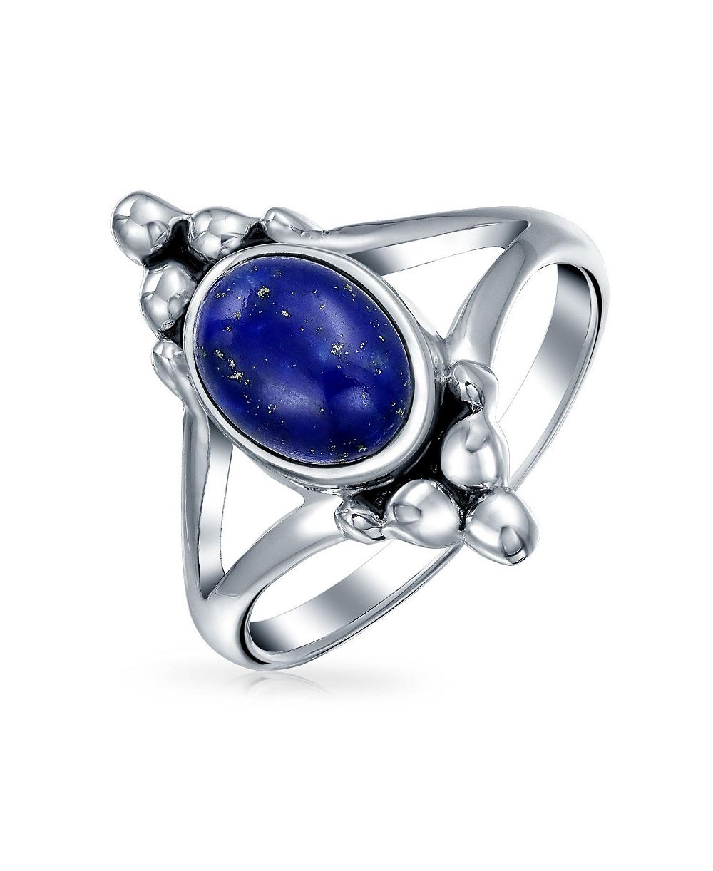 Bling Jewelry Boho Bali Style Blue Lapis Lazuli Ring Split Band .925 Sterling Silver