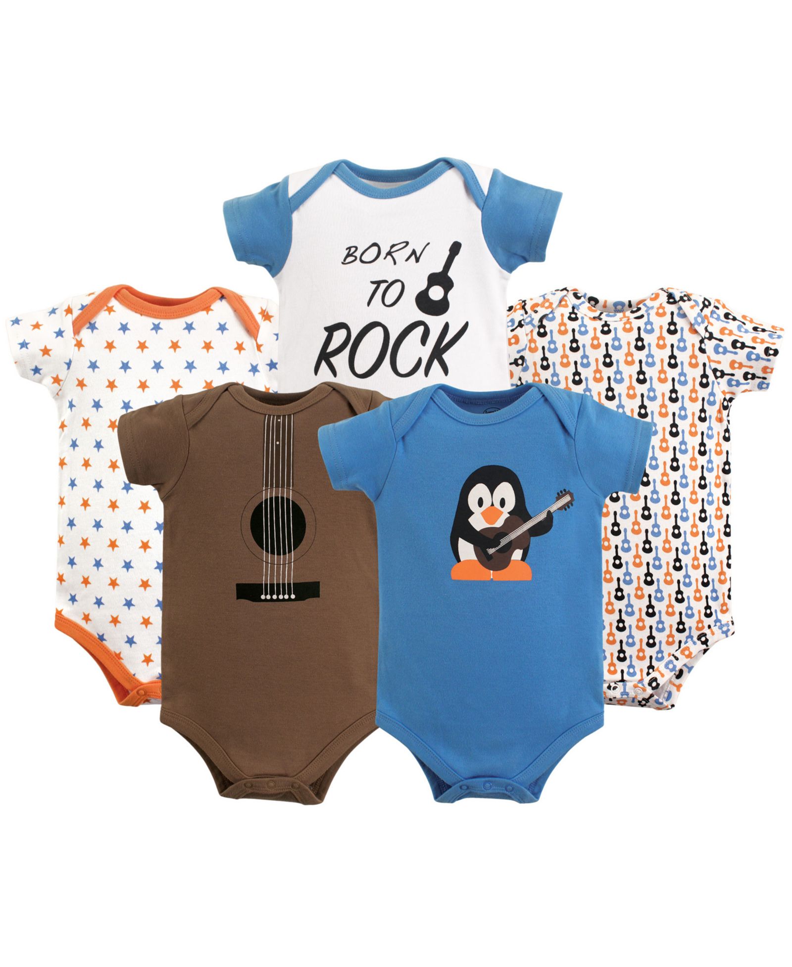 Luvable Friends Baby Boys 5Pk of Soft All-in-One Bodysuits