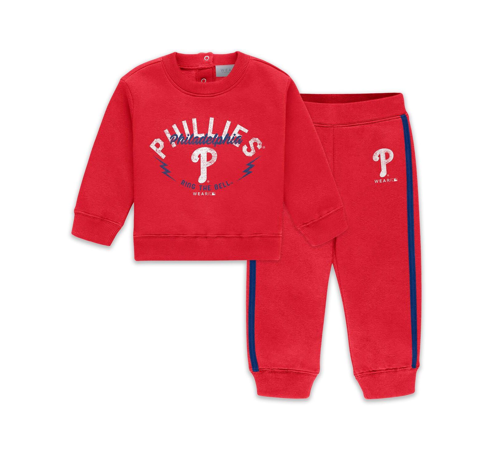 WEAR by Erin Andrews Newborn 2-Piece Red Philadelphia Phillies Fleece Crewneck and Pants Set
