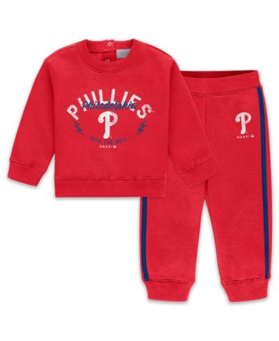 WEAR by Erin Andrews Newborn 2-Piece Red Philadelphia Phillies Fleece Crewneck and Pants Set