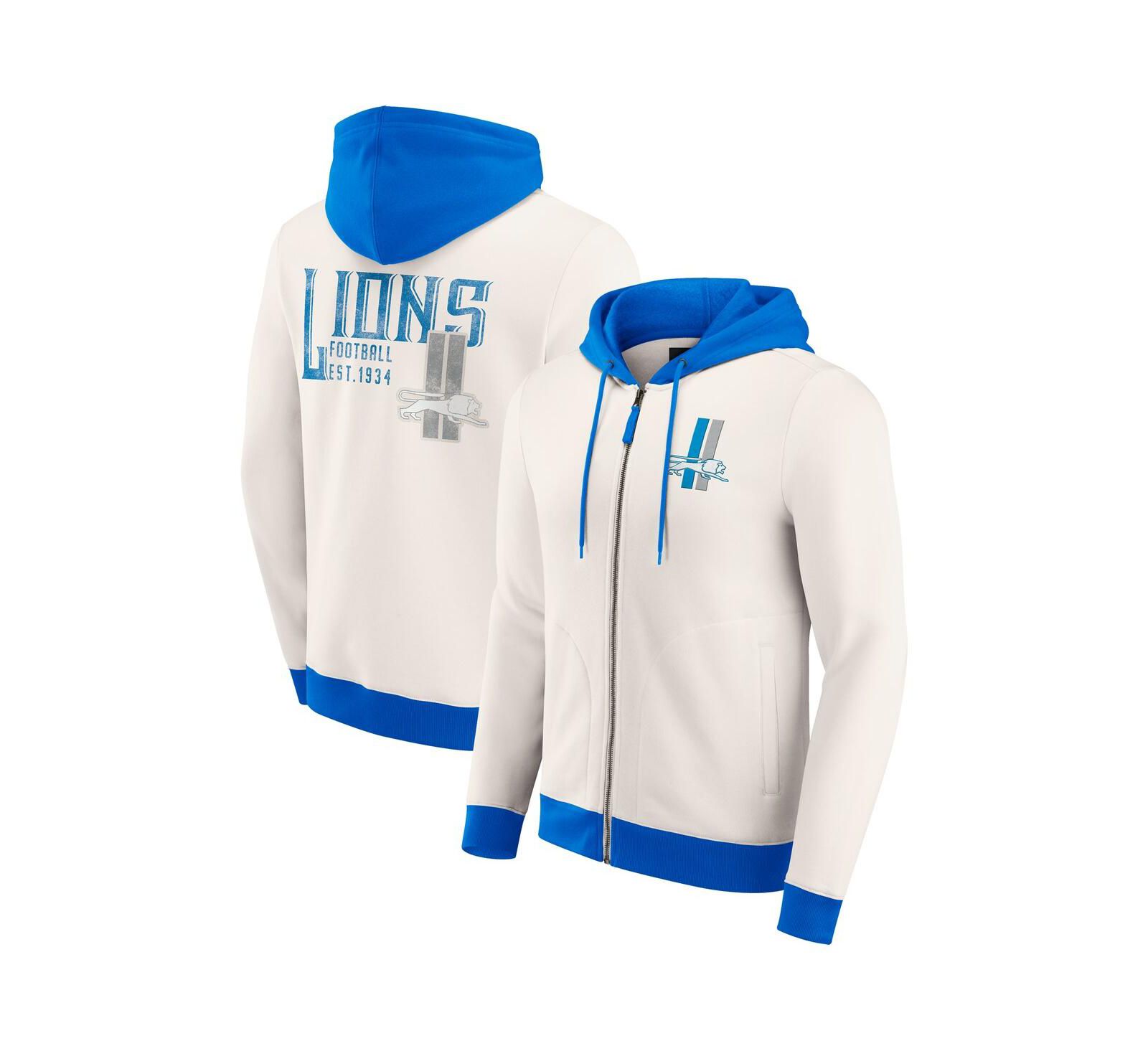 Мужская толстовка на молнии Darius Rucker Collection by Fanatics Cream Detroit Lions Distressed Graphics