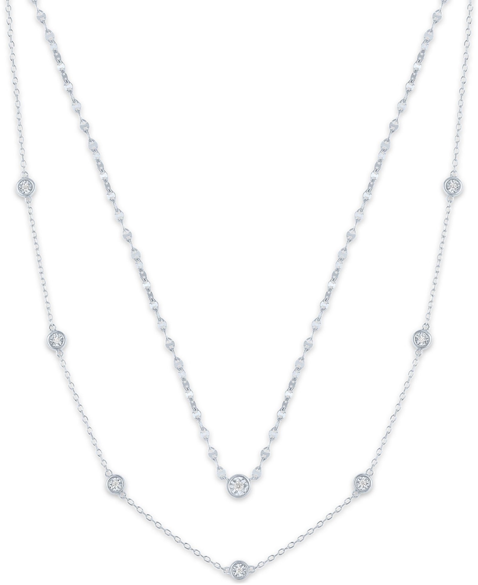 Набор из 2-х колье Macy's Diamond в 14K Yellow Gold поверх Sterling Silver