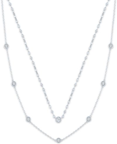 Набор из 2-х колье Macy's Diamond в 14K Yellow Gold поверх Sterling Silver