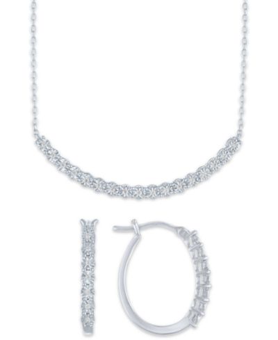 Комплект из колье и серег с бриллиантами Macy's (1/6 ct. t.w.) из стерлингового серебра