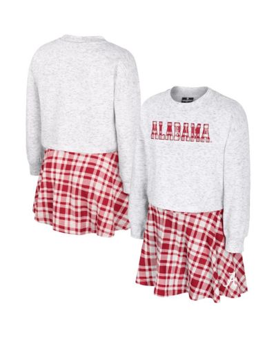 Colosseum Big Girls 2-Piece Gray Alabama Crimson Tide Marceline Plaid Skirt and Top Set