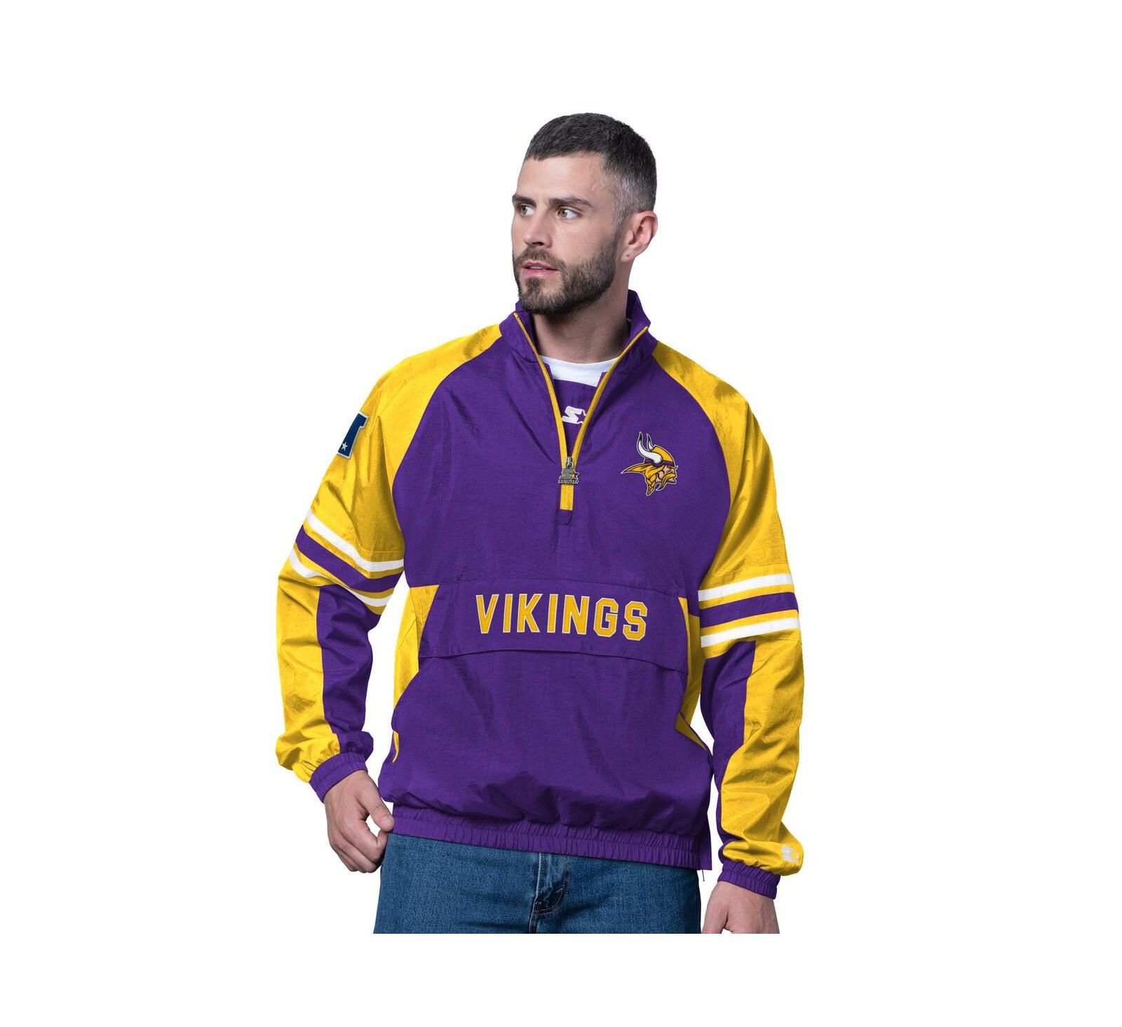 Мужское худи Starter Purple Minnesota Vikings Prospect Half-Zip Pullover