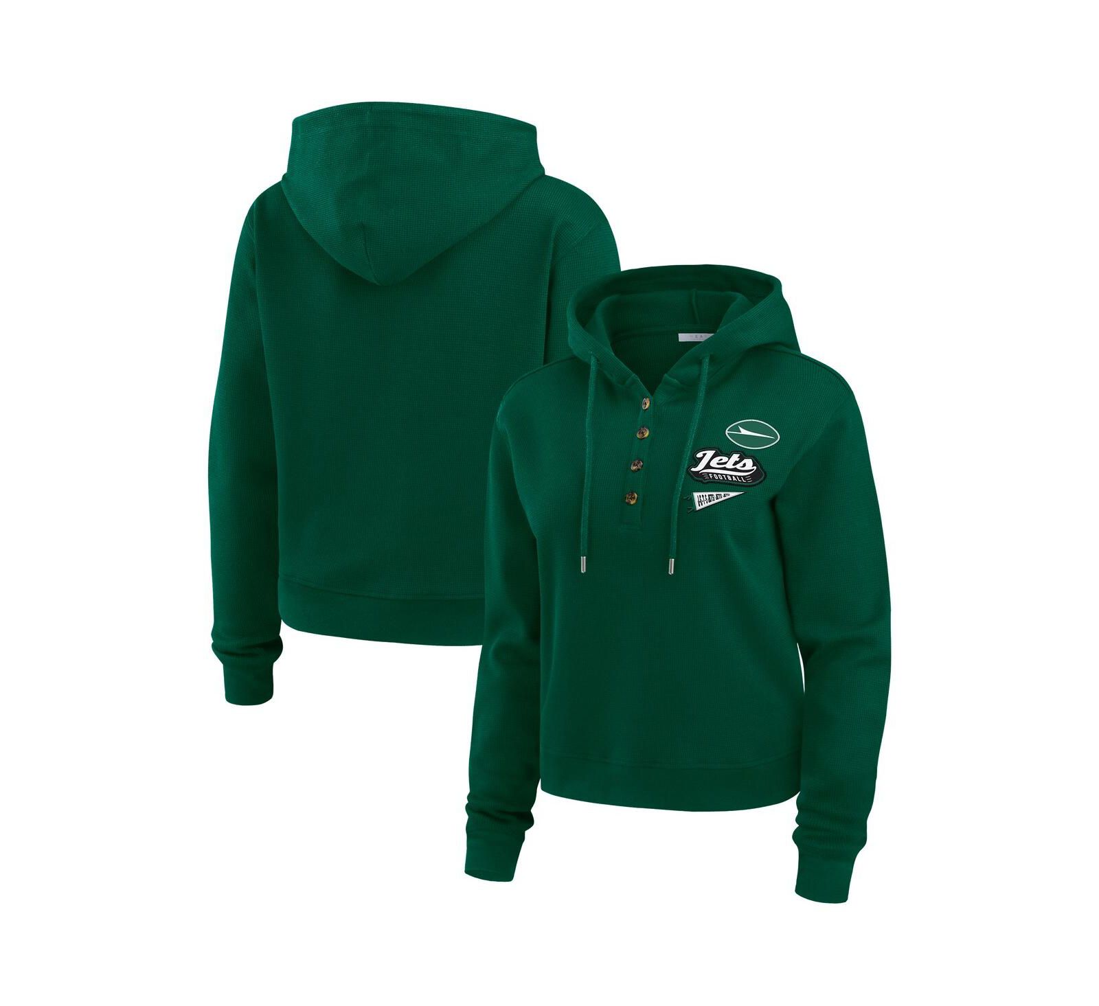 WEAR by Erin Andrews Женский зеленый оверсайз худи с вафельной текстурой New York Jets Plus Size