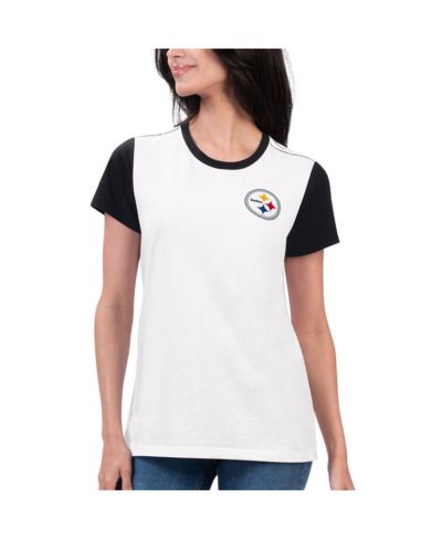 G-III 4Her by Carl Banks Women's White/Black Pittsburgh Steelers Fashion Illustration T-Shirt