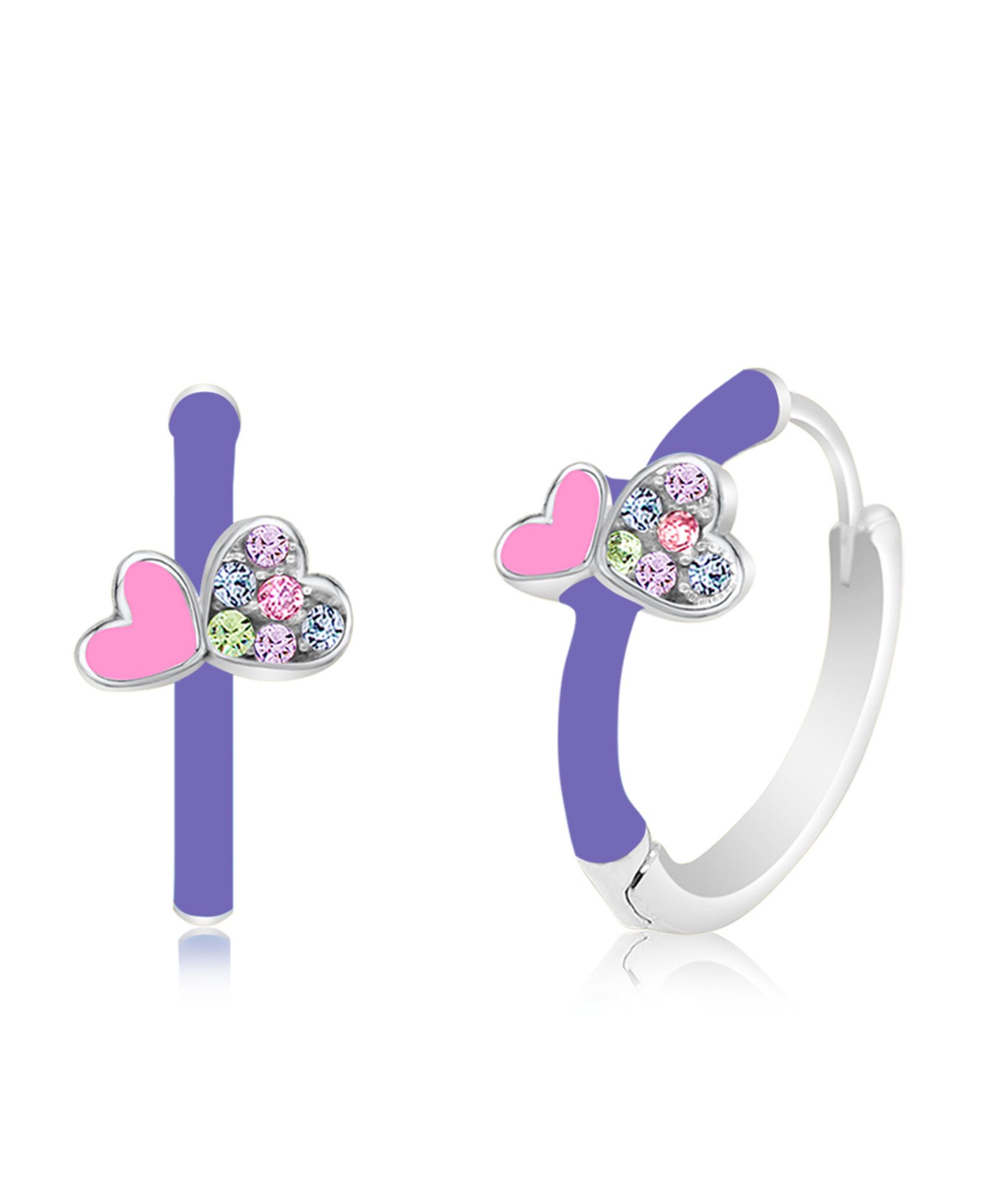 Chanteur Детские серьги-кольца Round Heart Crystal White Gold Palladium Plating Hugie Hoop