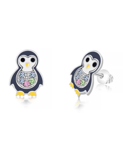 Серьга-гвоздь Chanteur Penguin Crystal White Gold Palladium Plating для девочек