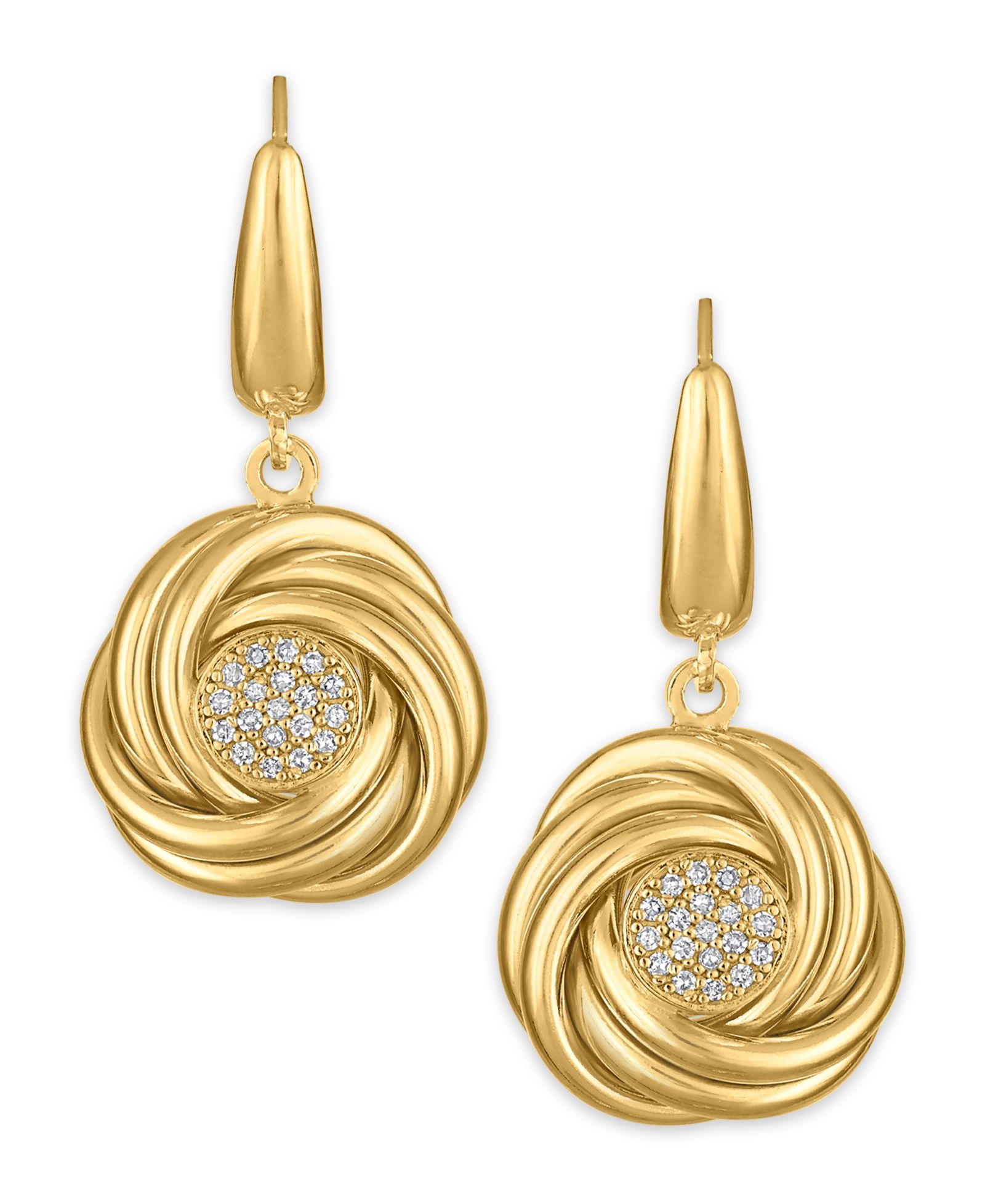 Серьги Macy's Diamond Love Knot Leverback 14k Gold over Sterling Silver
