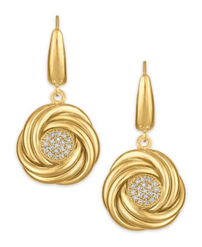 Серьги Macy's Diamond Love Knot Leverback 14k Gold over Sterling Silver