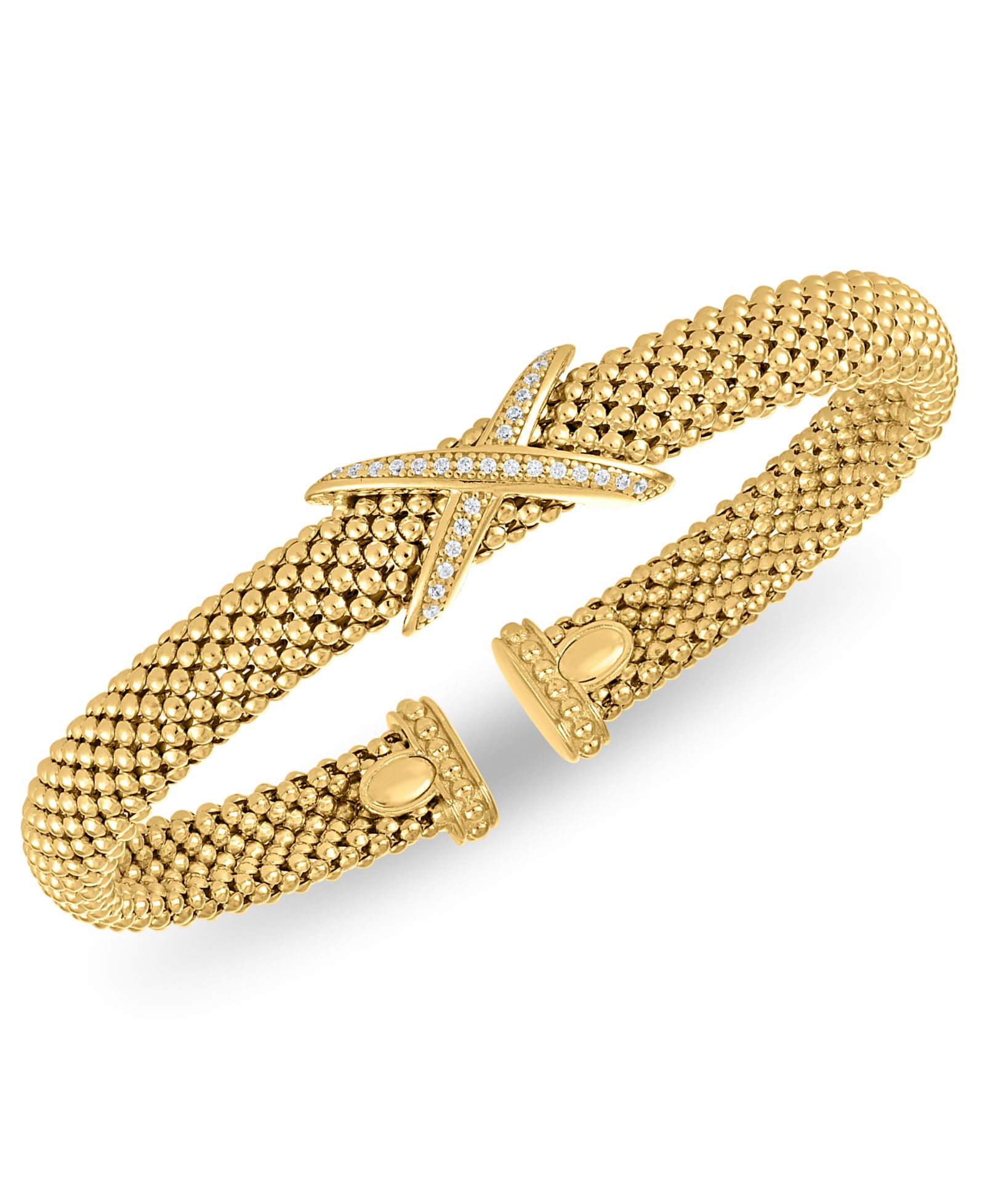 Браслет-манжет Diamond X Station Mesh Cuff 14k Gold Over Sterling Silver Macy's