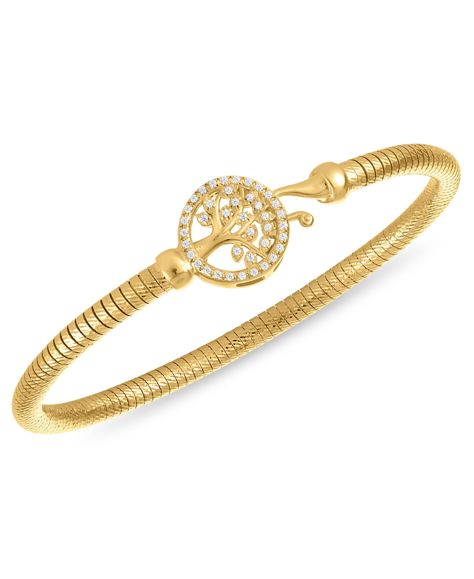 Macy's Diamond Tree Of Life Bangle Bracelet (1/5 ct. t.w.) in 14k Gold Over Sterling Silver