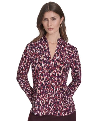 Halston Women's V-Neck Long Sleeve Tunic Top