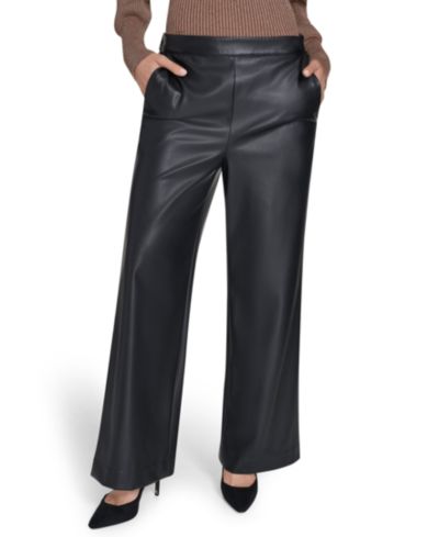 Halston Women's Wide Leg Faux Leather Pants