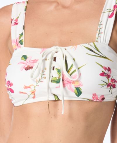 Vince Camuto Women's Lace-Up Front Square Neck Swim Top