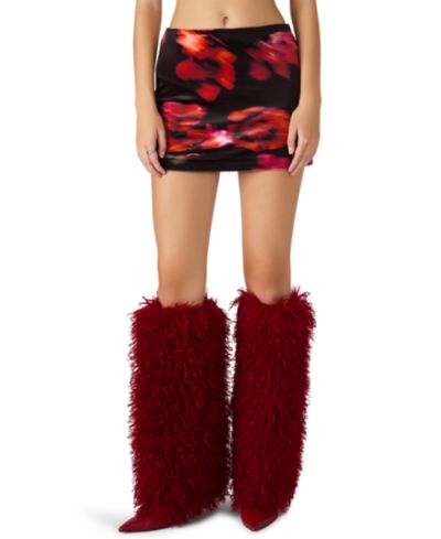Steve Madden Women's Cindi Printed Velvet Mini Skirt
