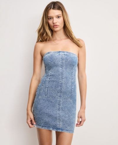 Good American Women's Crystal Strapless Mini Dress, Regular and Plus