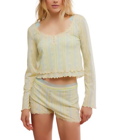Free People Women's Spring Break Ruffle Trim Detail Top and Shorts, 2-Piece Set