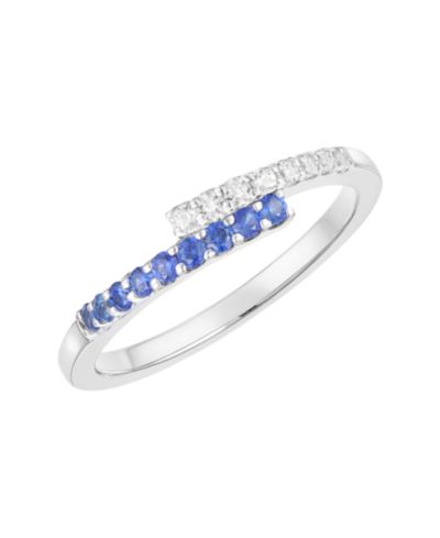 Кольцо Macy's с выращенным рубином (1/4 ct. t.w.) и белым сапфиром (1/5 ct. t.w.) в 14k Gold поверх стерлингового серебра