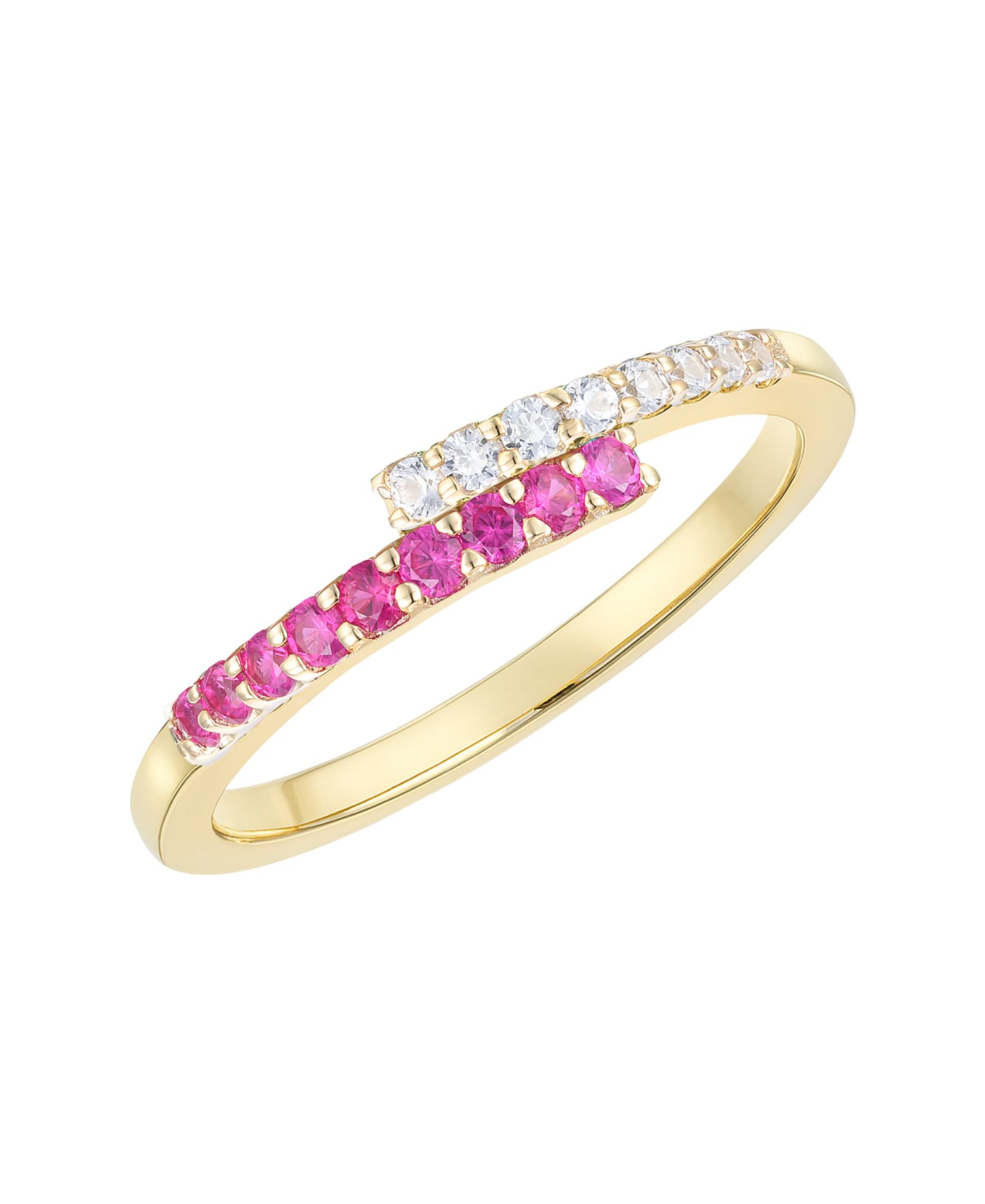 Macy's Lab-Grown Ruby (1/4 ct. t.w.) & White Sapphire (1/5 ct. t.w.) Ring in 14k Gold Over Sterling Silver (also in Sapphire & Emerald)