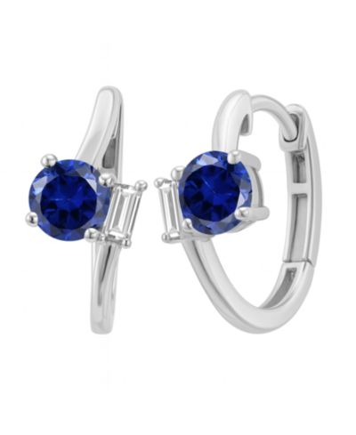Серьги Macy's Lab-Grown Emerald & White Sapphire 14k Gold Over Sterling Silver