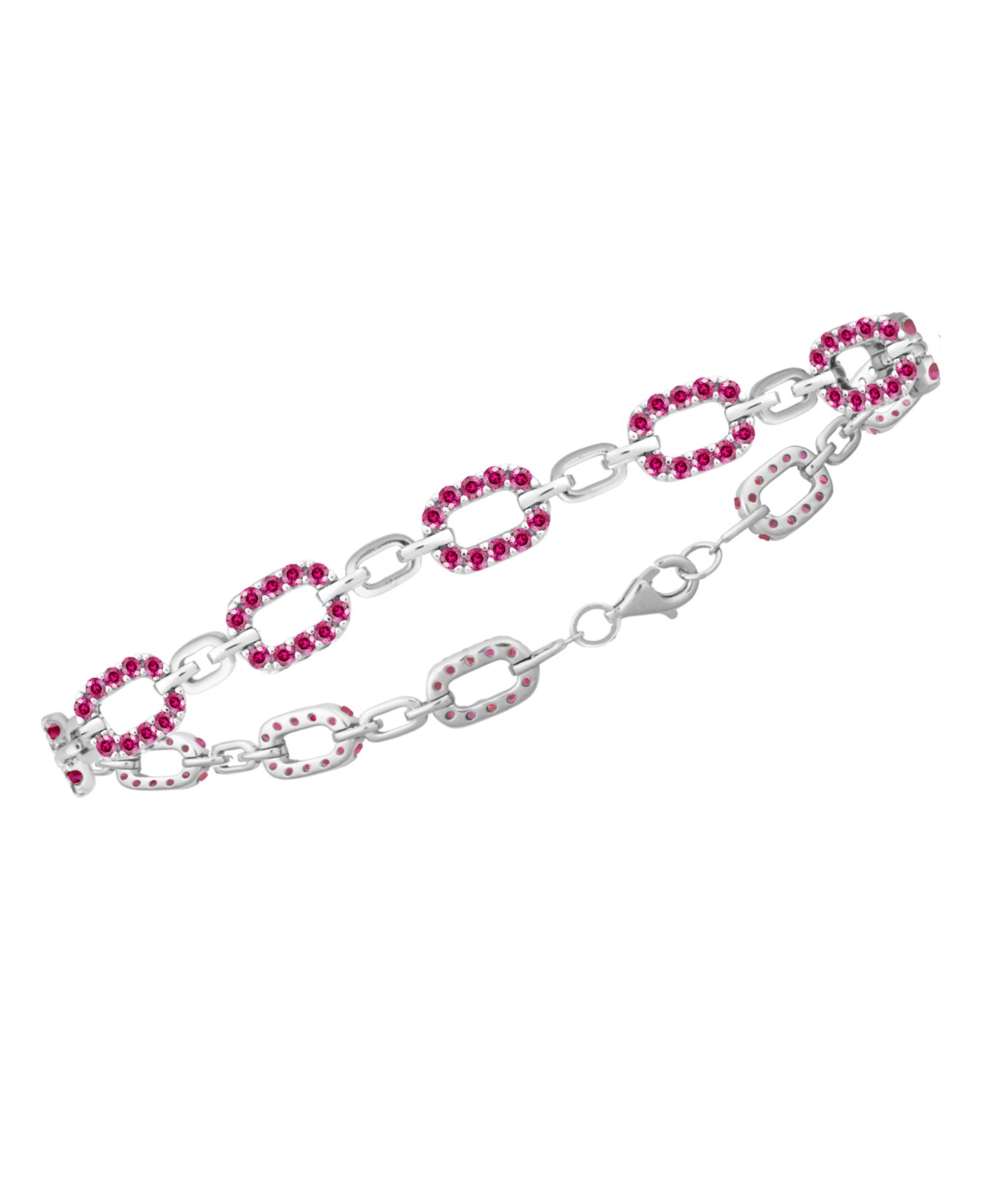 Macy's Lab-Grown Ruby (2 ct. t.w.) Bracelet in Sterling Silver (also in Sapphire)